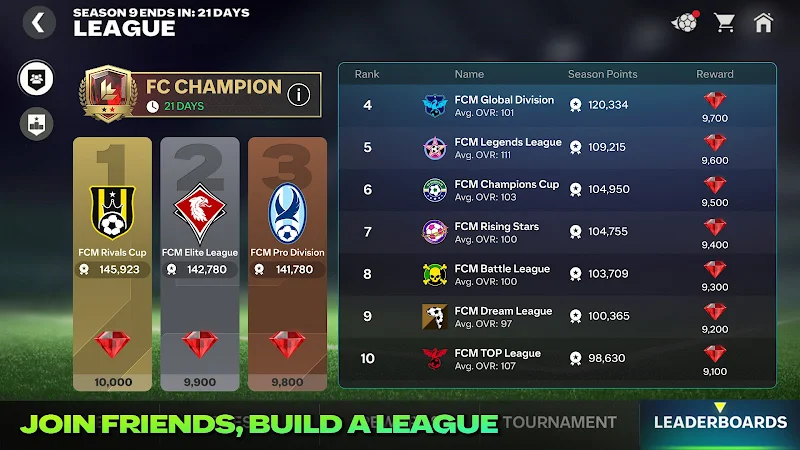 Captura de ecrã de EA SPORTS FC Mobile — gestão de equipa