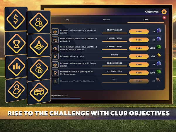 Captura de ecrã de Soccer Manager 2026 — ecrã de equipa